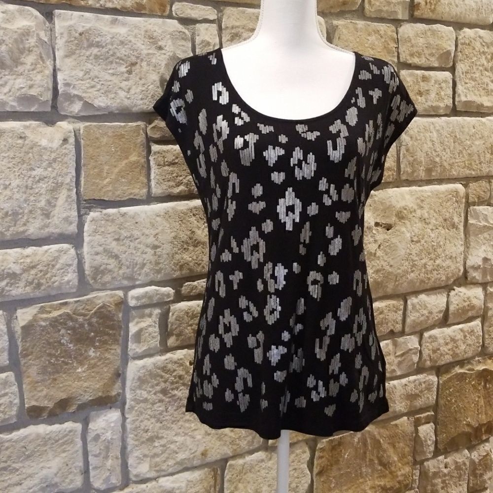 Tribal Black /Silver Sequin Disco Ball Top Size Small